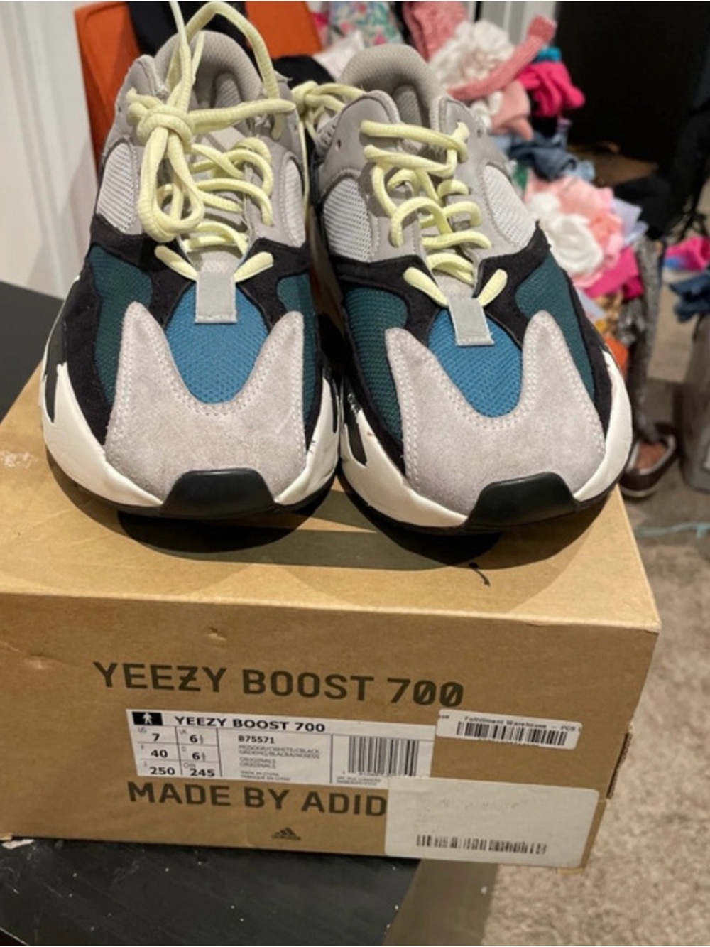 Yeezy Kids Sneakers in Gray, Blue, Black & Cream